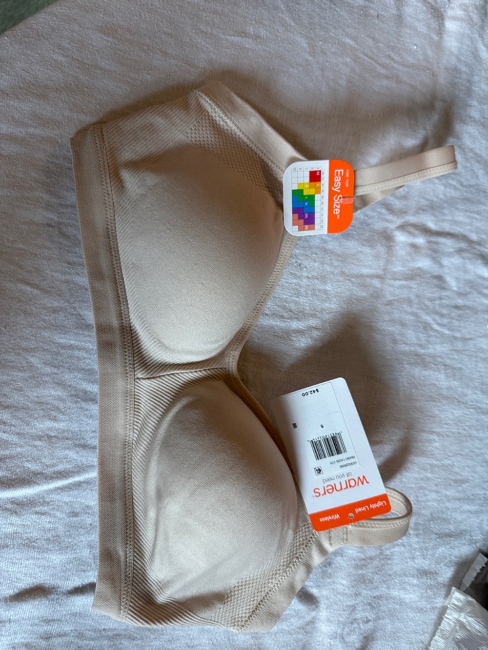 Warner's Seamless Nude Beige Wireless Bra tags size small